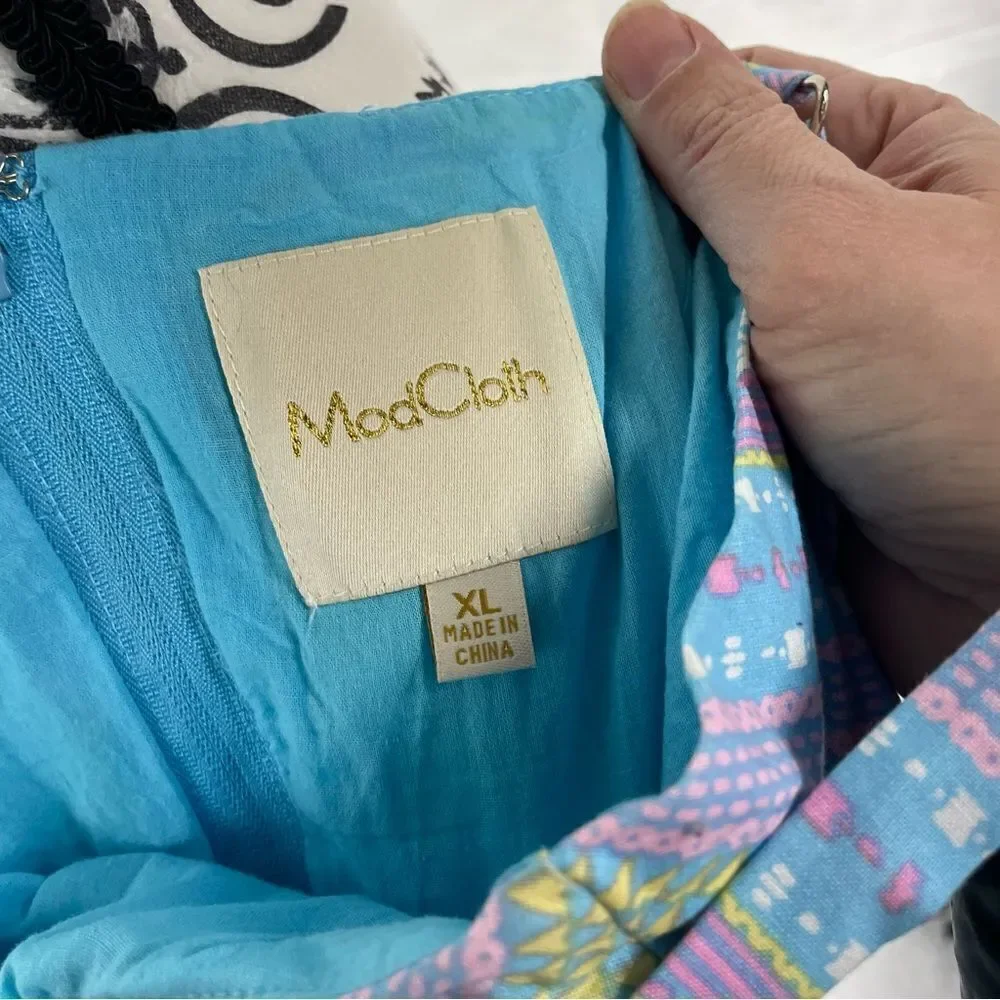 ModCloth Yours To Adore Geometric Pastel Fit And Flare Dress - Picture 10 of 11